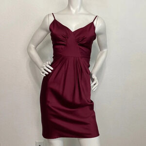 ASOS Petite Wine Satin Open Back Spaghetti Strap Sleeveless Mini Dress Size 2P